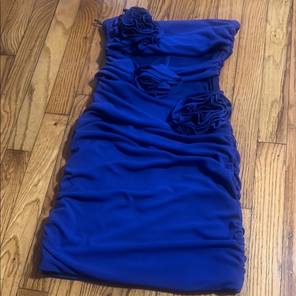 Zara Blue Ruched Bodycon Dress